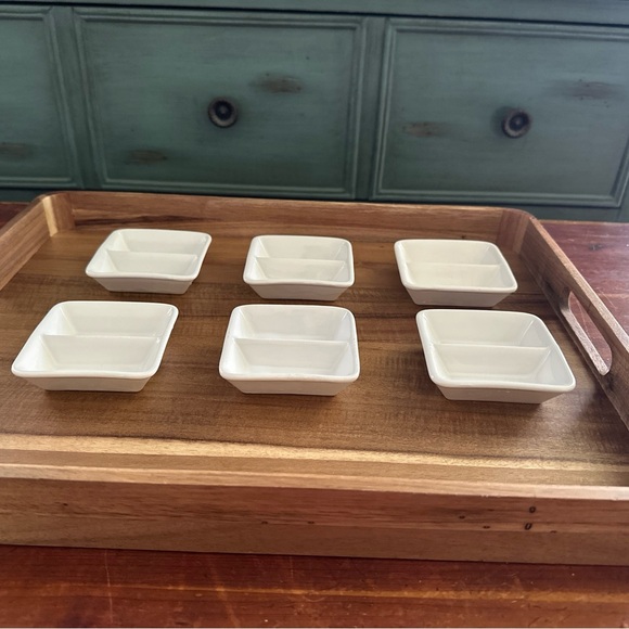 Set Of 6 Vintage United Airlines MCM 1st Class Ceramic Dipping Plates Wessco - Picture 1 of 15